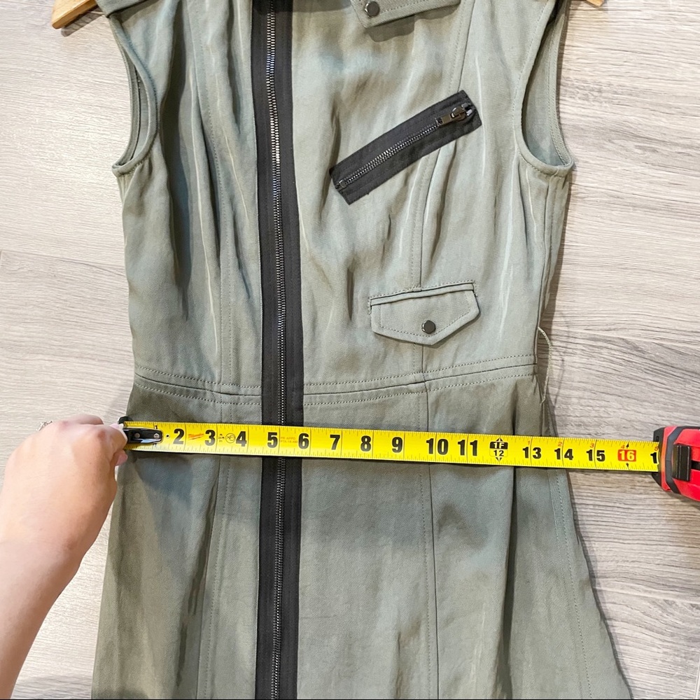 Alexander Wang Twill Olive Green Military Sheath Zipper Designer Dress 4 - Picture 10 of 11